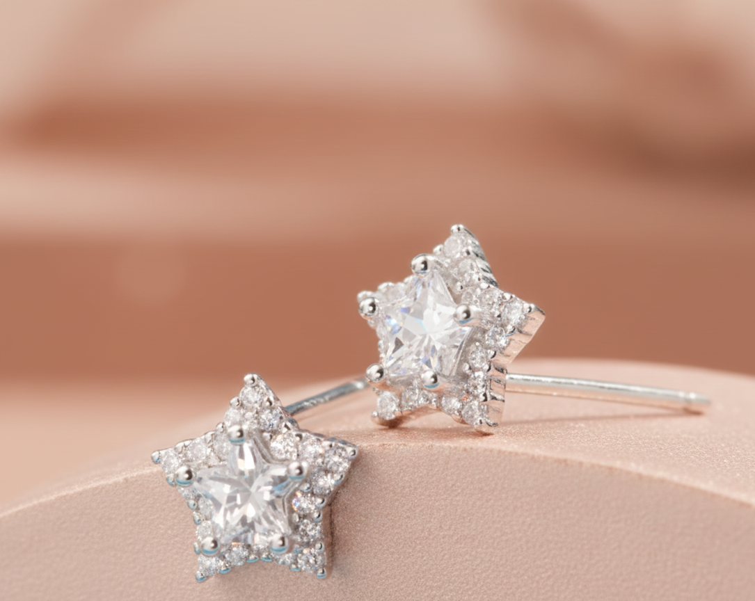 Silver Star Studs Earrings