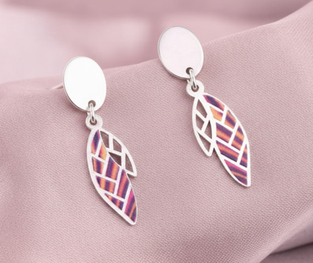 Silver Color Pop Feather Earrings