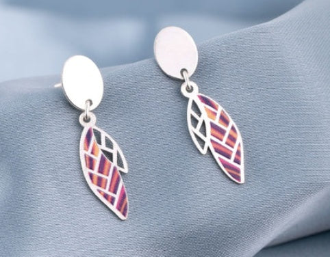 Silver Color Pop Feather Earrings