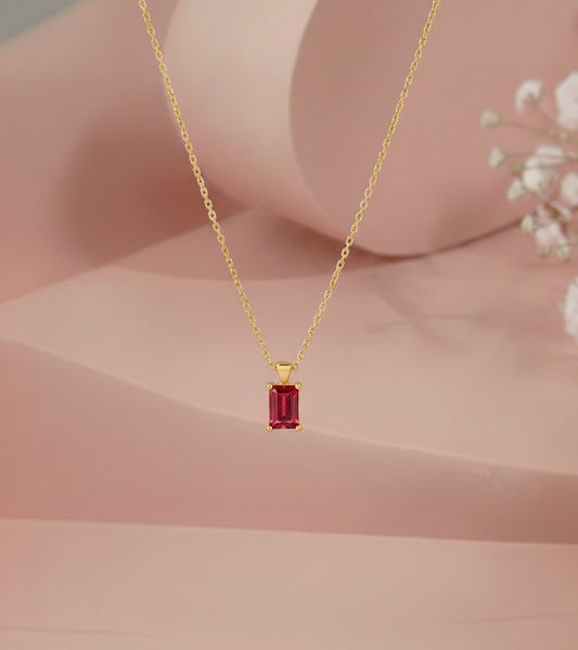 Ruby Red Stone Necklace