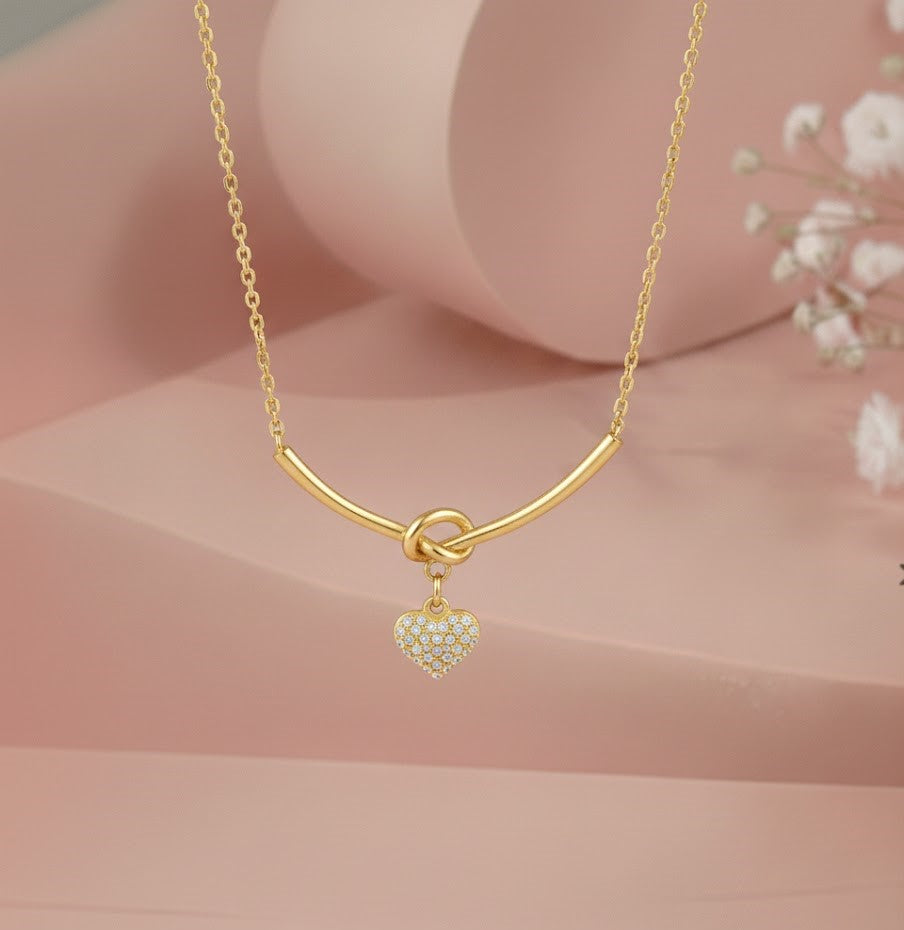 Crystal Heart Charm Gold Necklace