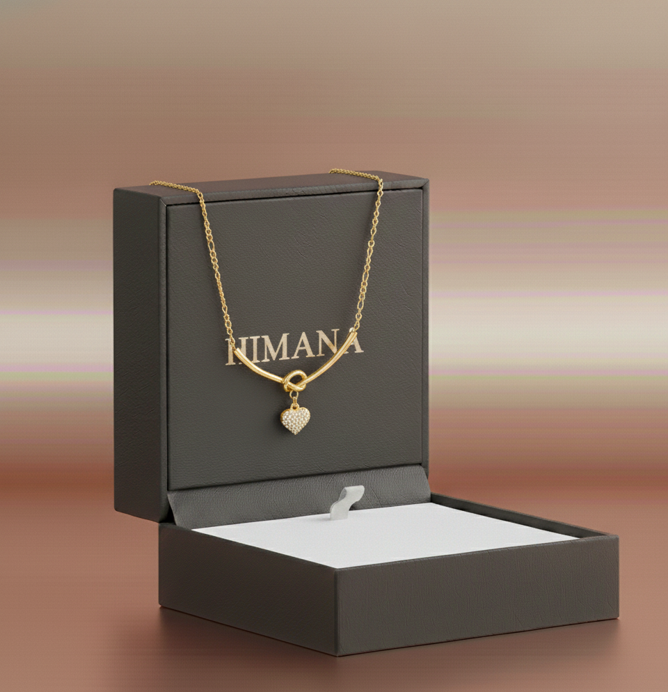 Crystal Heart Charm Gold Necklace