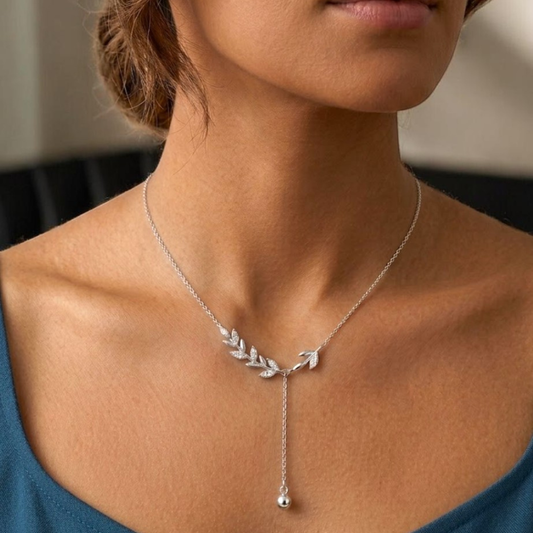 Silver Willow Drop Necklace