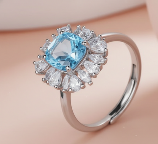 Silver Royal Azure Blossom Ring
