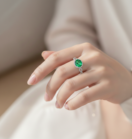 Silver Green Oasis Ring