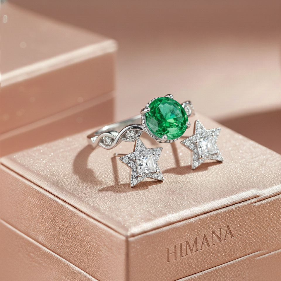 Silver Green Oasis Ring