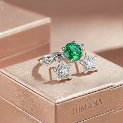 Silver Green Oasis Ring