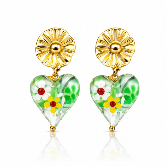 Glass Floral Earrings