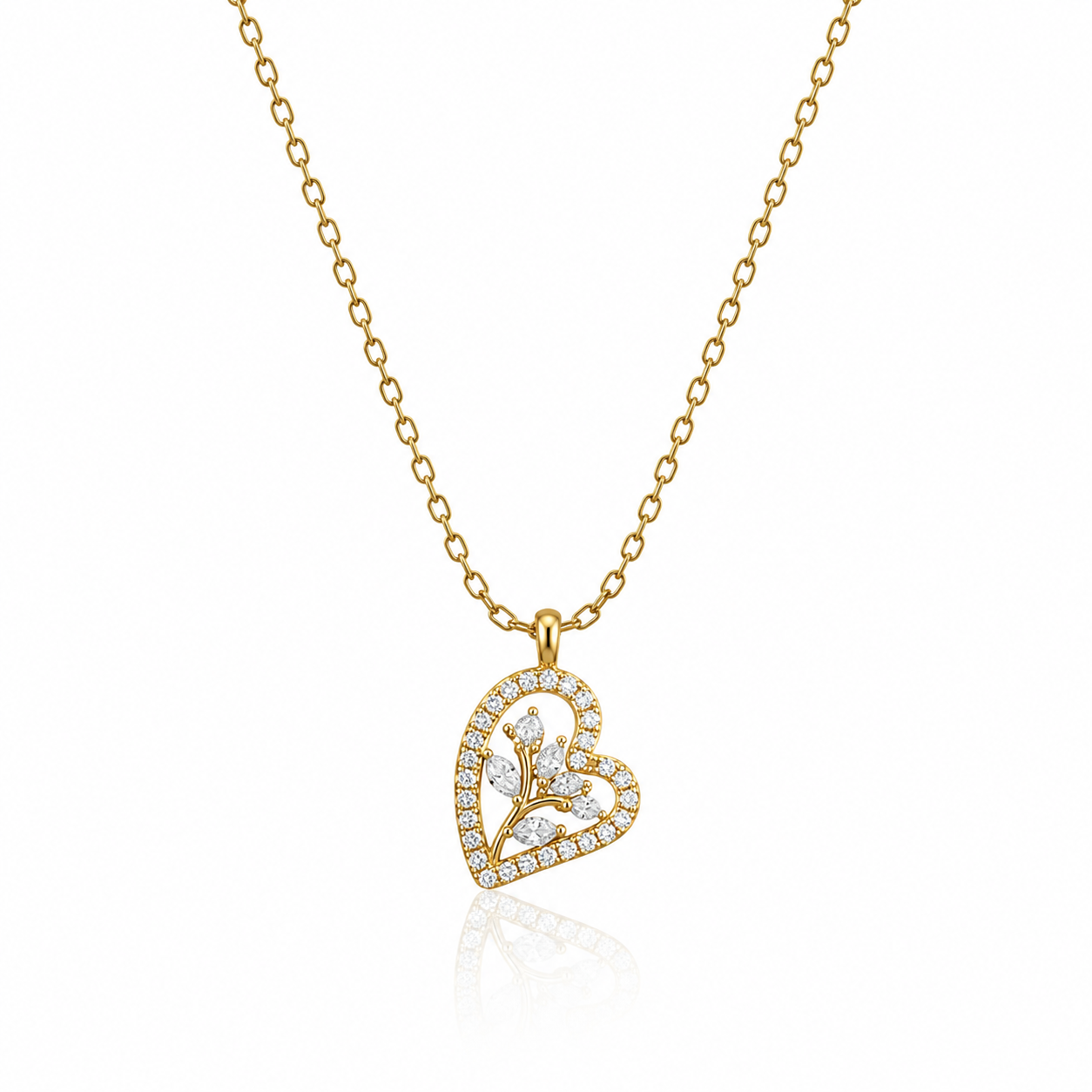 Botanical Heart Pendant Necklace