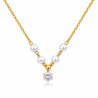 Pearl and Solitaire V-Necklace